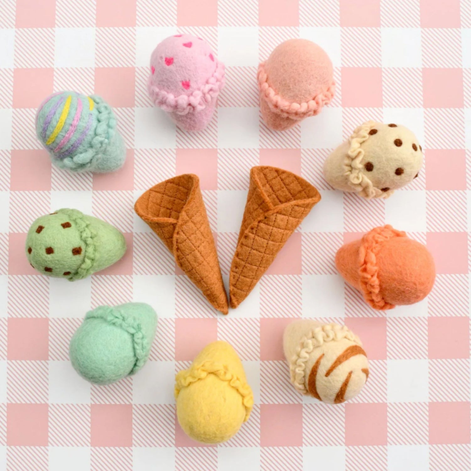 Felt Ice Creams and Waffle Cones | Play Food Set