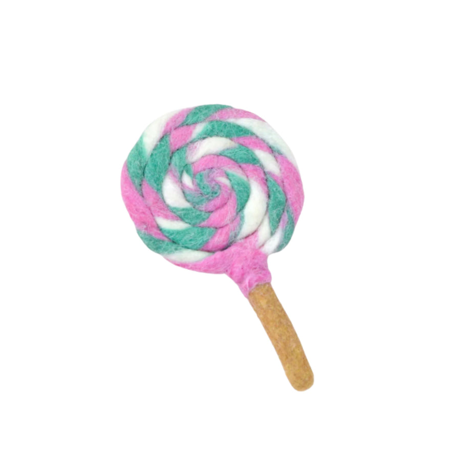 Felt Pink and Green Swirls Lollipop | Play Food