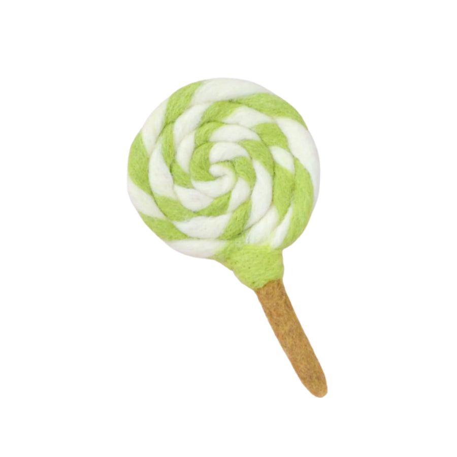 Felt Lime Green and White Swirl Lollipop | Play Food