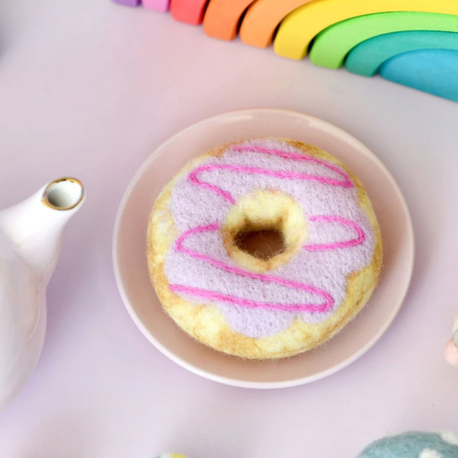 Felt Donut with Pink Drizzle | Play Food