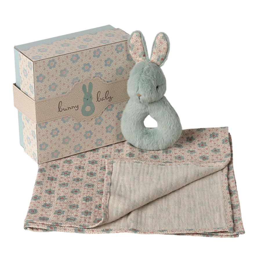 PRE-ORDER Maileg Rabbit Rattle Set (Mint)