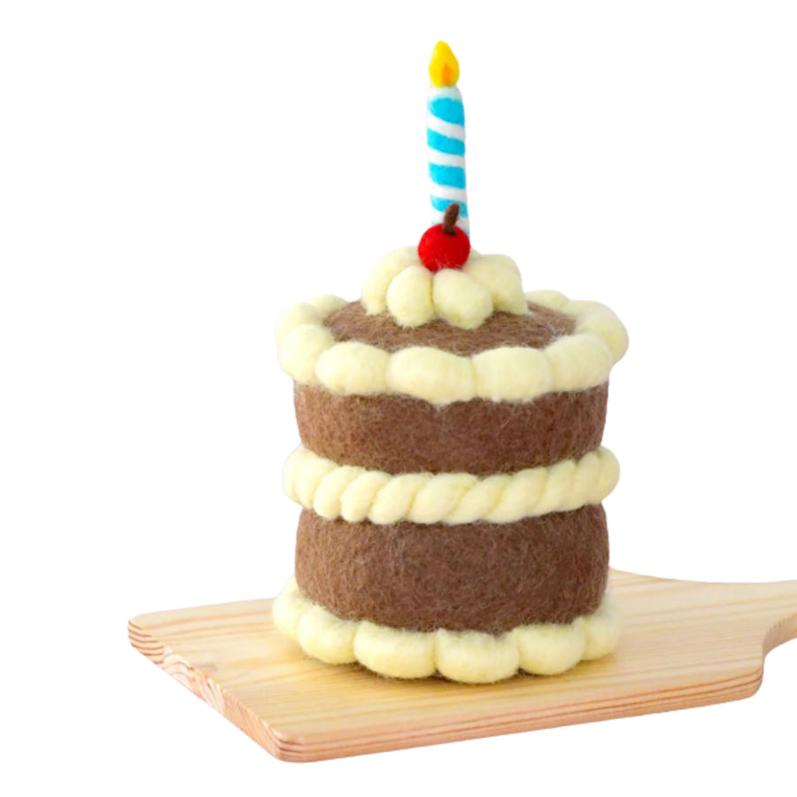 Felt Chocolate Shortcake Birthday Cake with Candle | Play Food