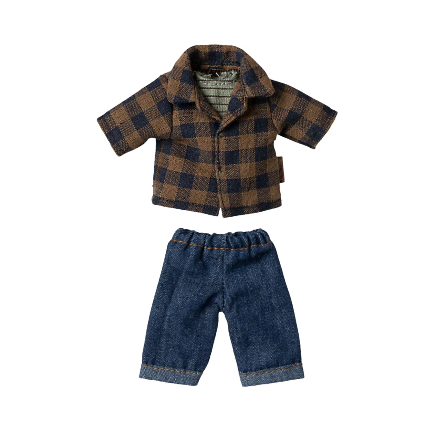 PRE-ORDER Maileg Brown Checkered Shirt and Pants (Dad Mouse)