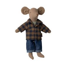 PRE-ORDER Maileg Brown Checkered Shirt and Pants (Dad Mouse)