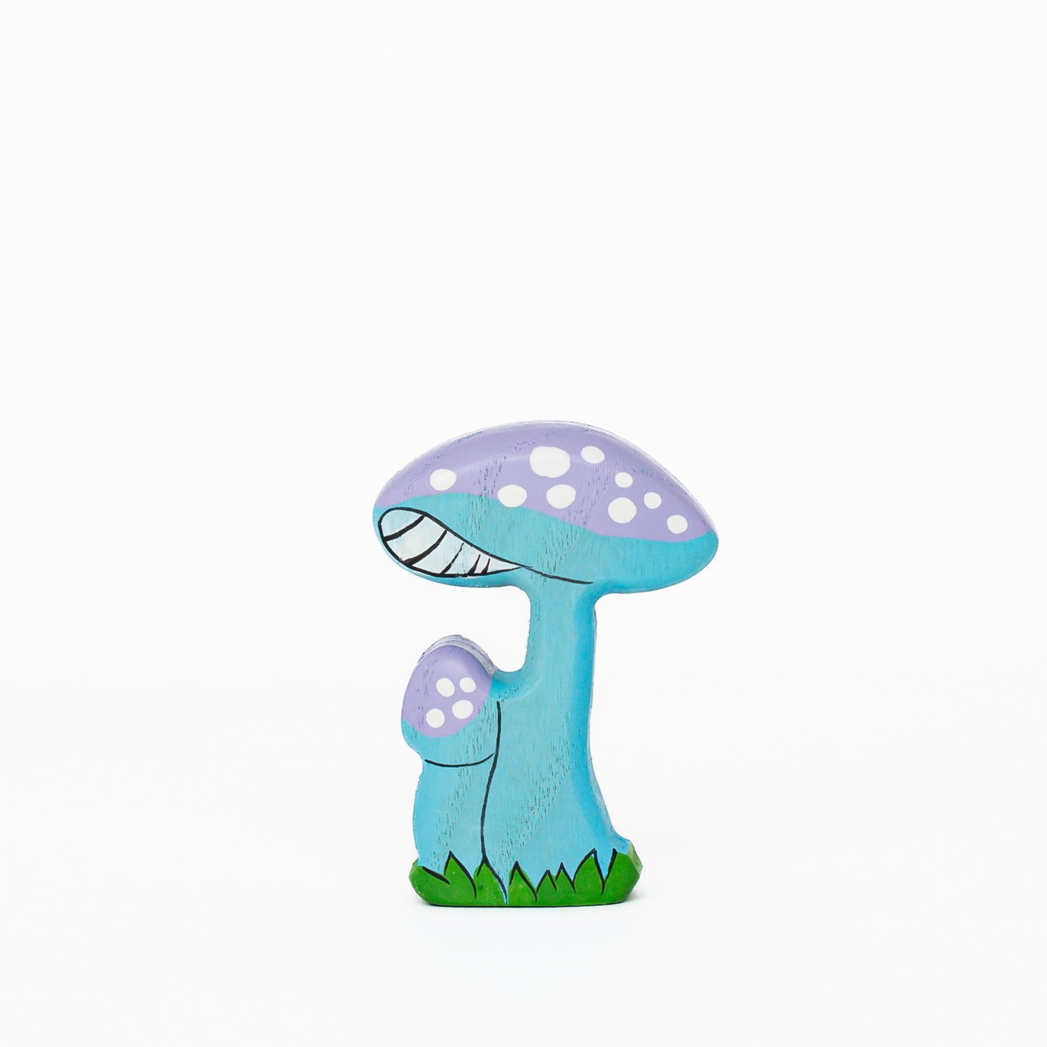 Whimsical Blue Fairy Mushrooms | Wooden Toy Figurine