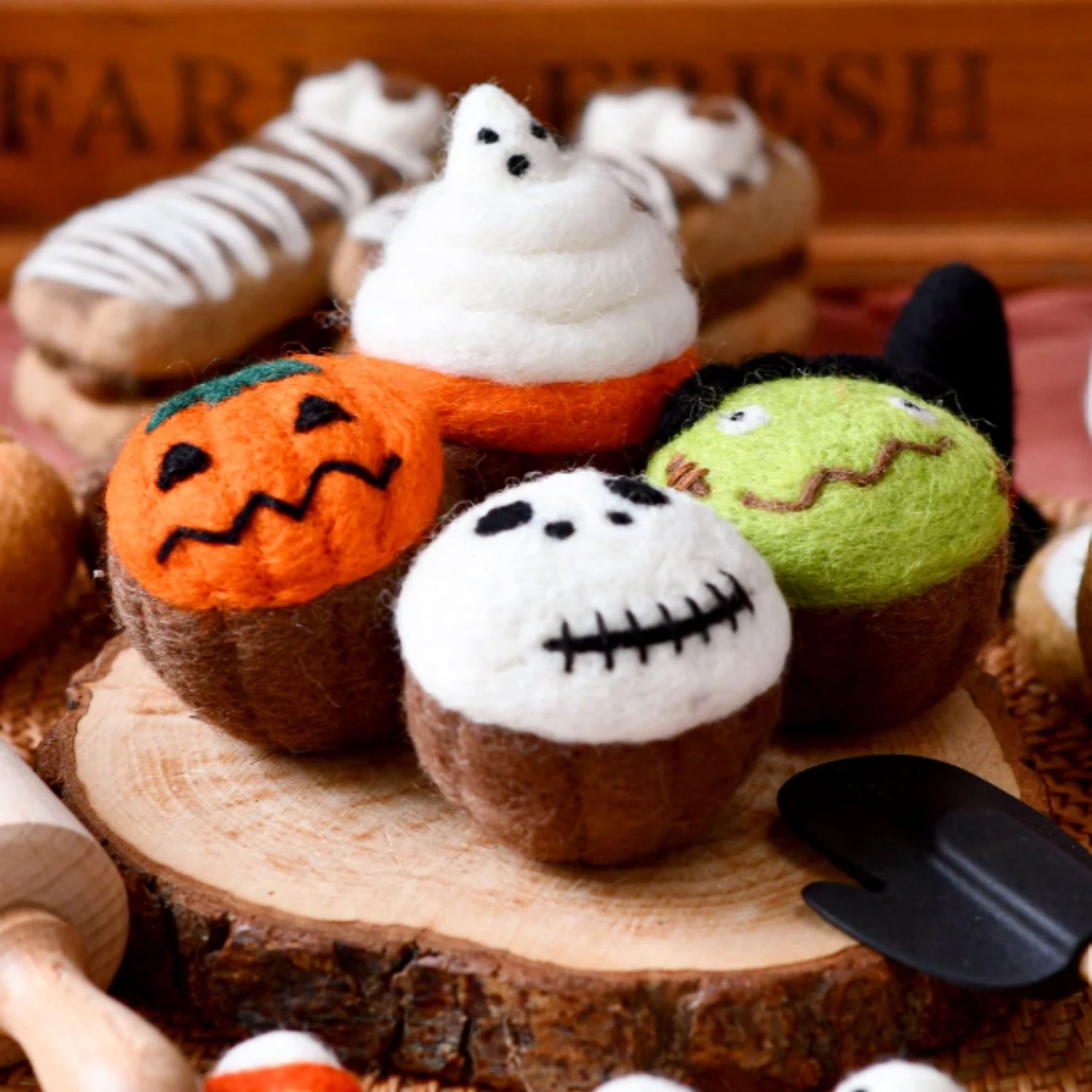 Felt Spooky Halloween Cupcakes (Set of 4)