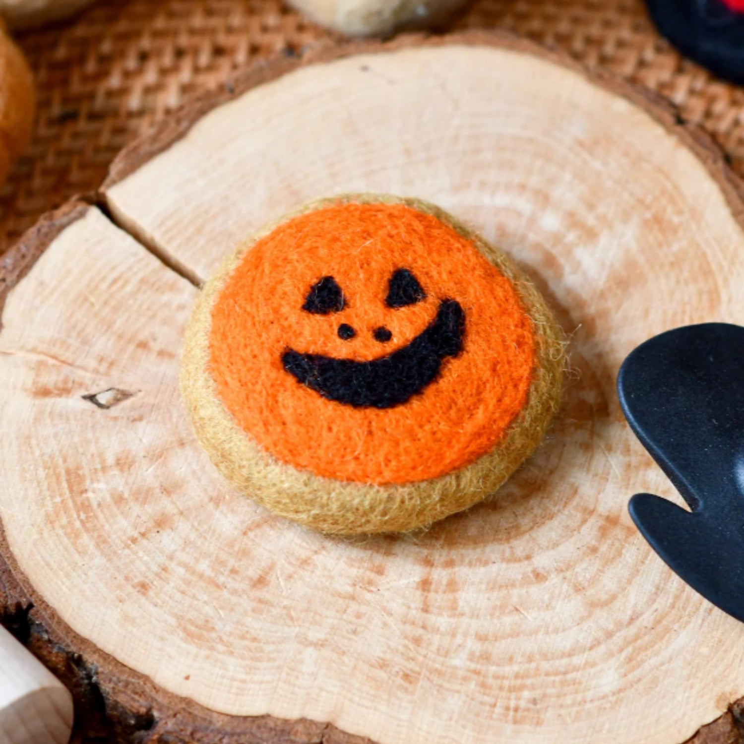 Felt Orange Jack O'Lantern Cookie | Halloween