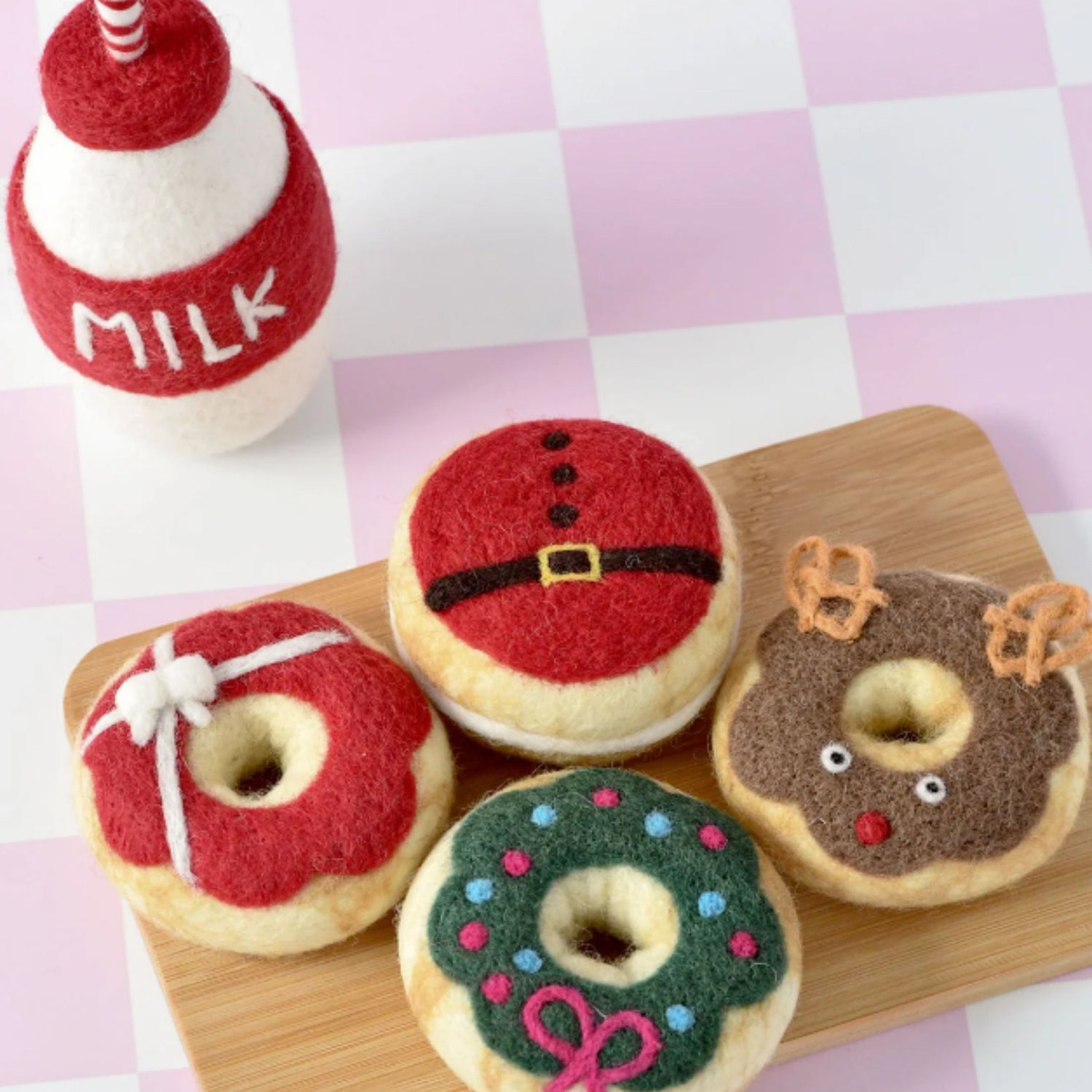 PRE-ORDER Felt Donuts and Milk Christmas Play Food Set