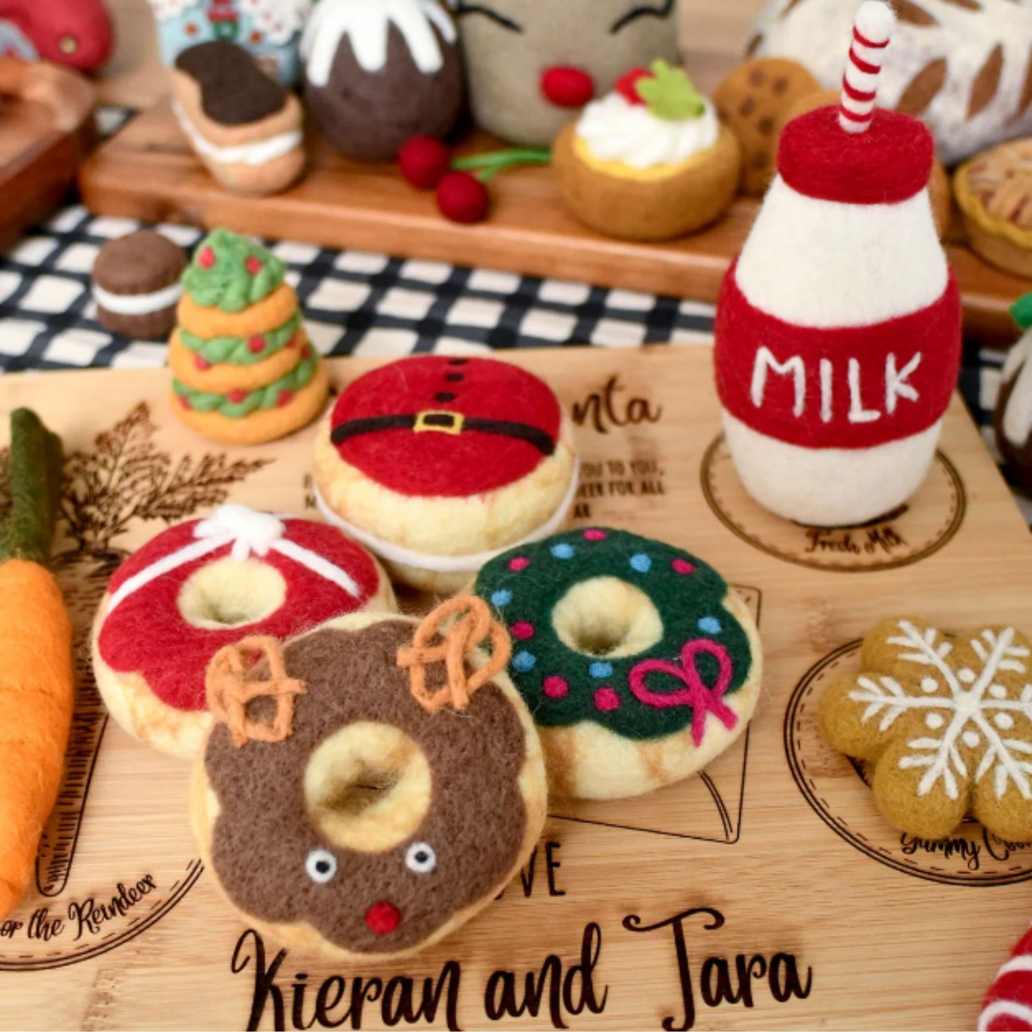 PRE-ORDER Felt Donuts and Milk Christmas Play Food Set