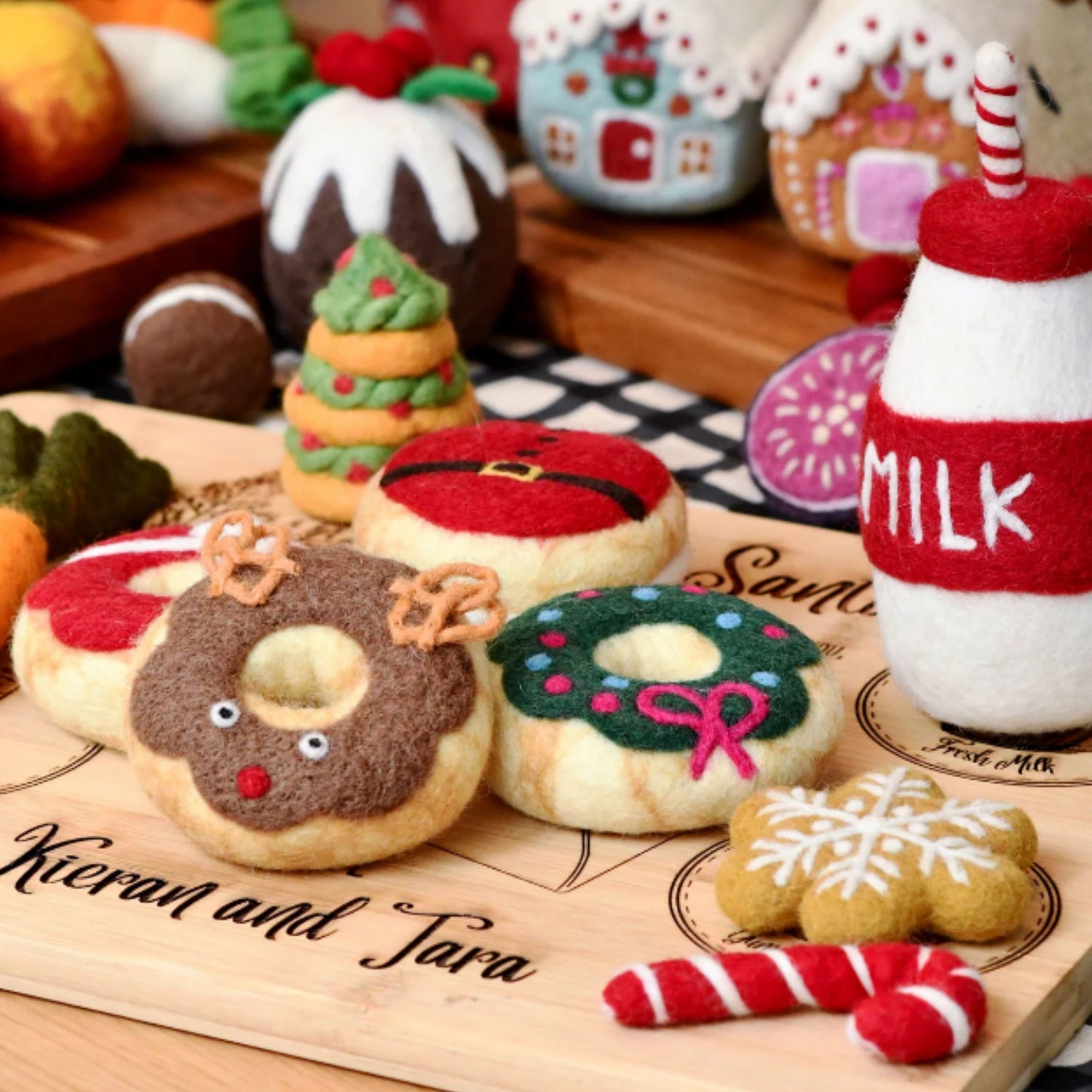 PRE-ORDER Felt Donuts and Milk Christmas Play Food Set