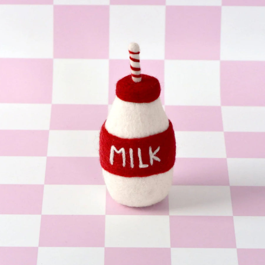 PRE-ORDER Felt Santa's Milk Bottle with Straw | Christmas Play Food (Shipping Early Nov)