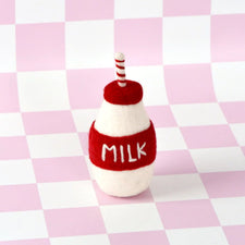 Felt Santa's Milk Bottle with Straw | Christmas Play Food