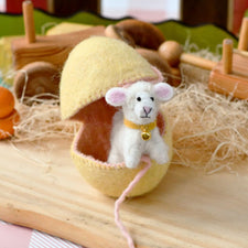 Felt Yellow Surprise Egg with Lamb