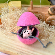 Felt Pink Surprise Egg with Spotted Piglet