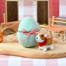 Felt Mint Surprise Egg with Corgi Puppy