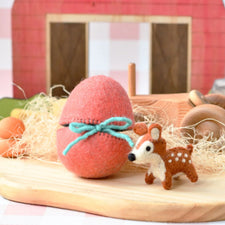 Felt Red Surprise Egg with Fawn