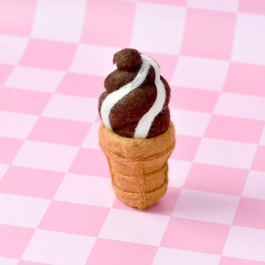 PRE-ORDER Felt Chocolate Soft Serve Ice Cream | Play Food (2pcs) (Shipping Early Nov)