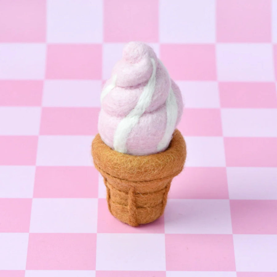 PRE-ORDER Felt Strawberry Soft Serve Ice Cream | Play Food (2pcs) (Shipping Early Nov)