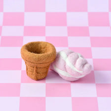 Felt Strawberry Soft Serve Ice Cream | Play Food (2pcs)