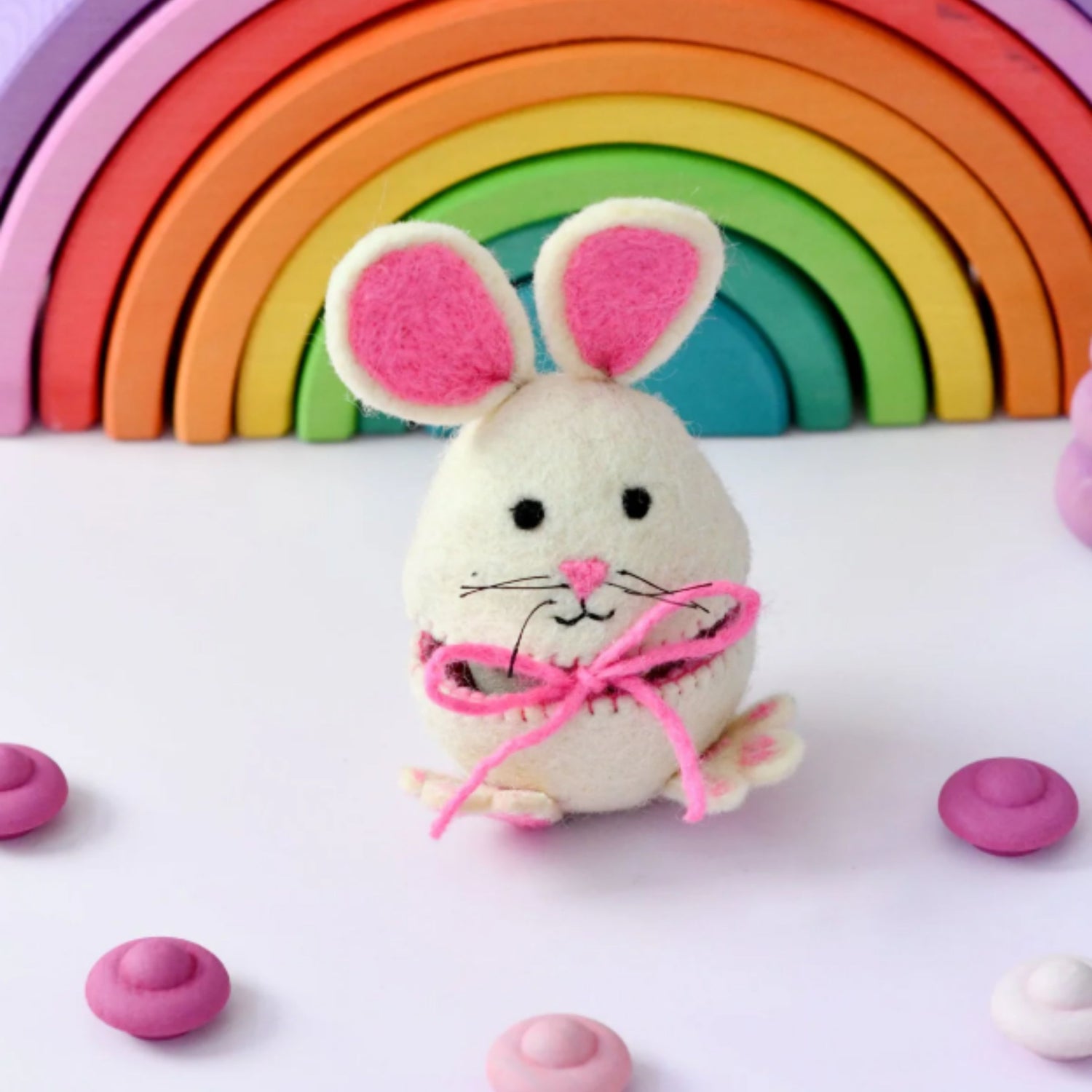 Felt Egg Cover - Pink Hopping Bunny