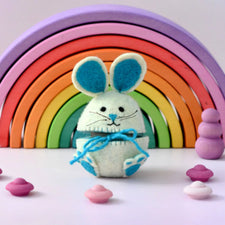 Felt Egg Cover - Blue Hopping Bunny