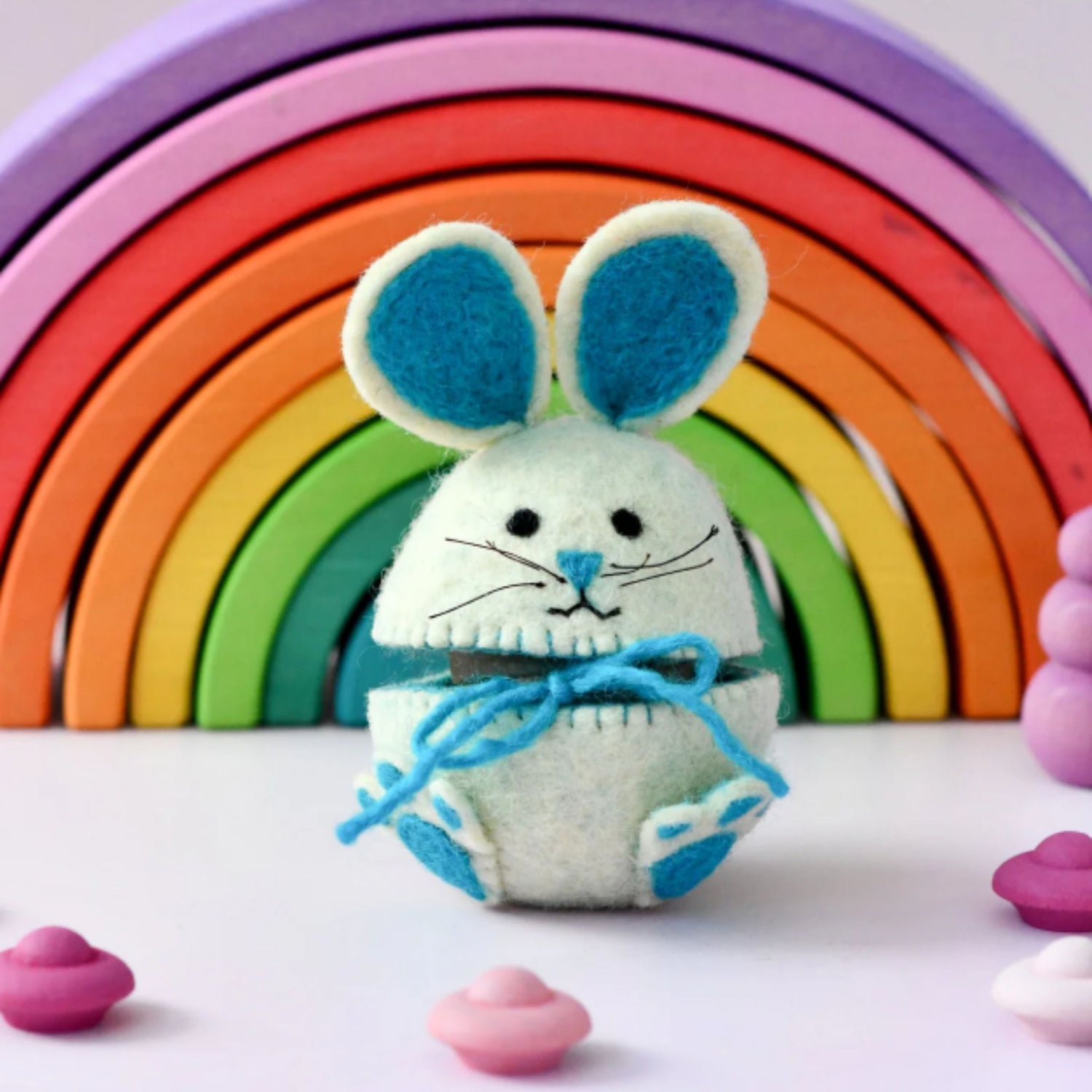 Felt Egg Cover - Blue Hopping Bunny