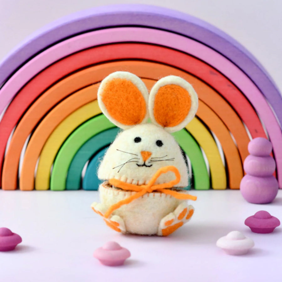 Felt Egg Cover - Orange Hopping Bunny