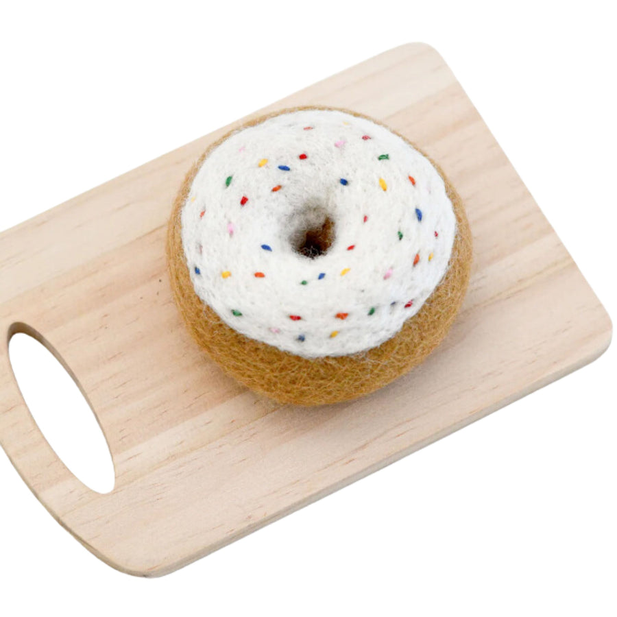 Felt Donut with Classic Glaze and Rainbow Sprinkles | Play Food