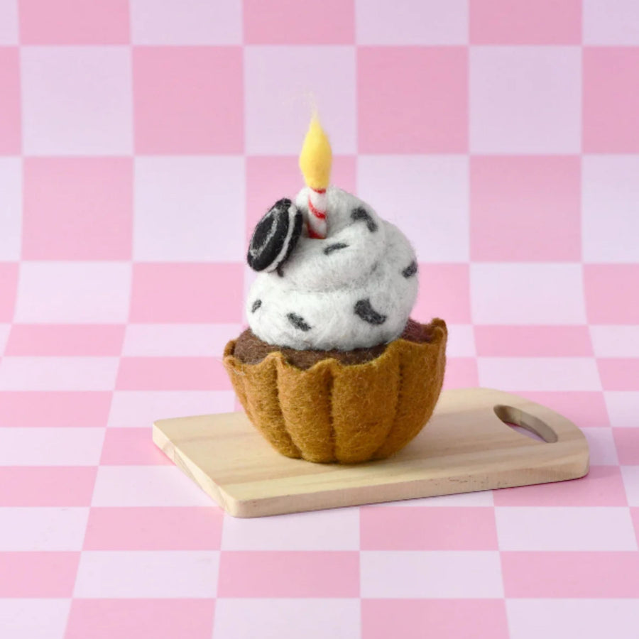 PRE-ORDER Felt Giant Oreo Cupcake with Candle | Play Food