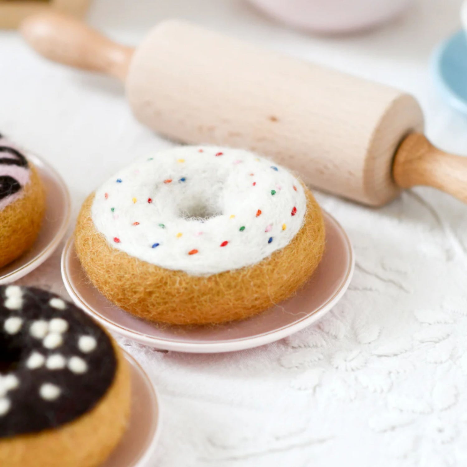 Felt Donut with Classic Glaze and Rainbow Sprinkles | Play Food