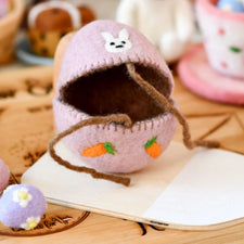 Felt Egg Cover - Pink Bunny Motif