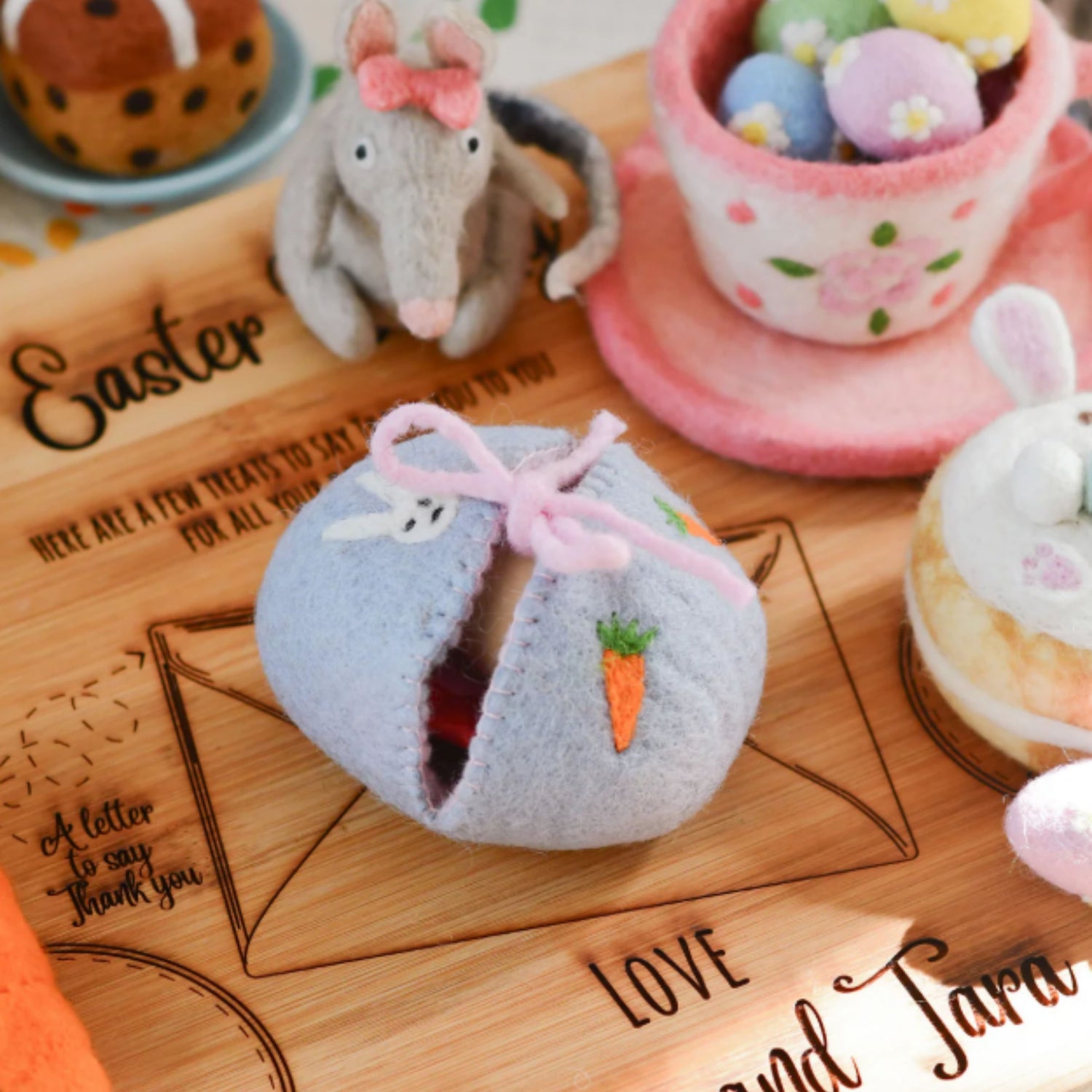 Felt Egg Cover - Purple Bunny Motif