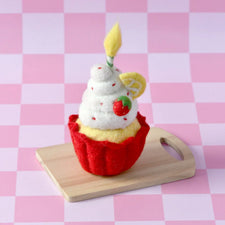 Felt Giant Strawberry Cupcake with Candle | Play Food