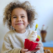 Felt Giant Strawberry Cupcake with Candle | Play Food