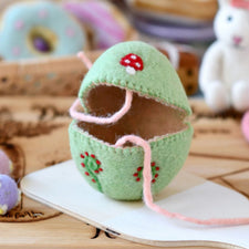 Felt Egg Cover - Green Mushroom Motif