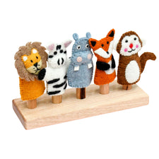 Wooden Finger Puppet Stand (5 Rods)