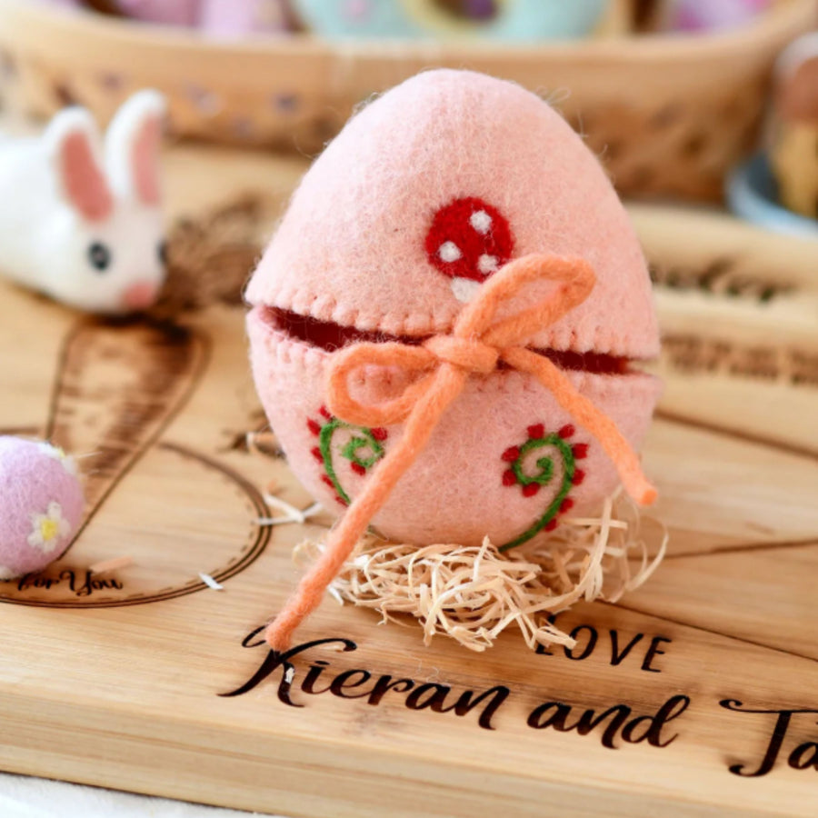 Felt Egg Cover - Peach Mushroom Motif