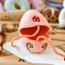 Felt Egg Cover - Peach Mushroom Motif