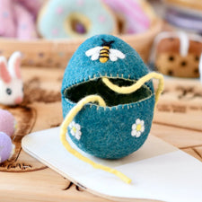 Felt Egg Cover - Blue Bee Motif