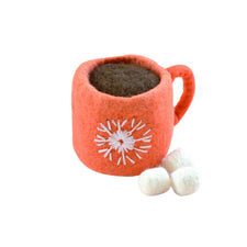 Felt Hot Chocolate with Marshmallows | Play Food (Red Mug)