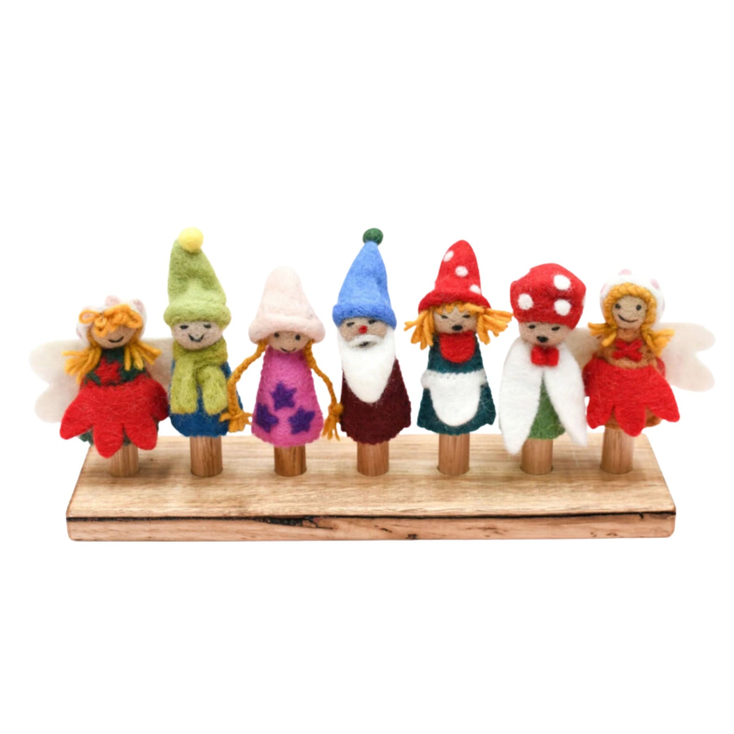 Wooden Finger Puppet Stand (7 Rods)