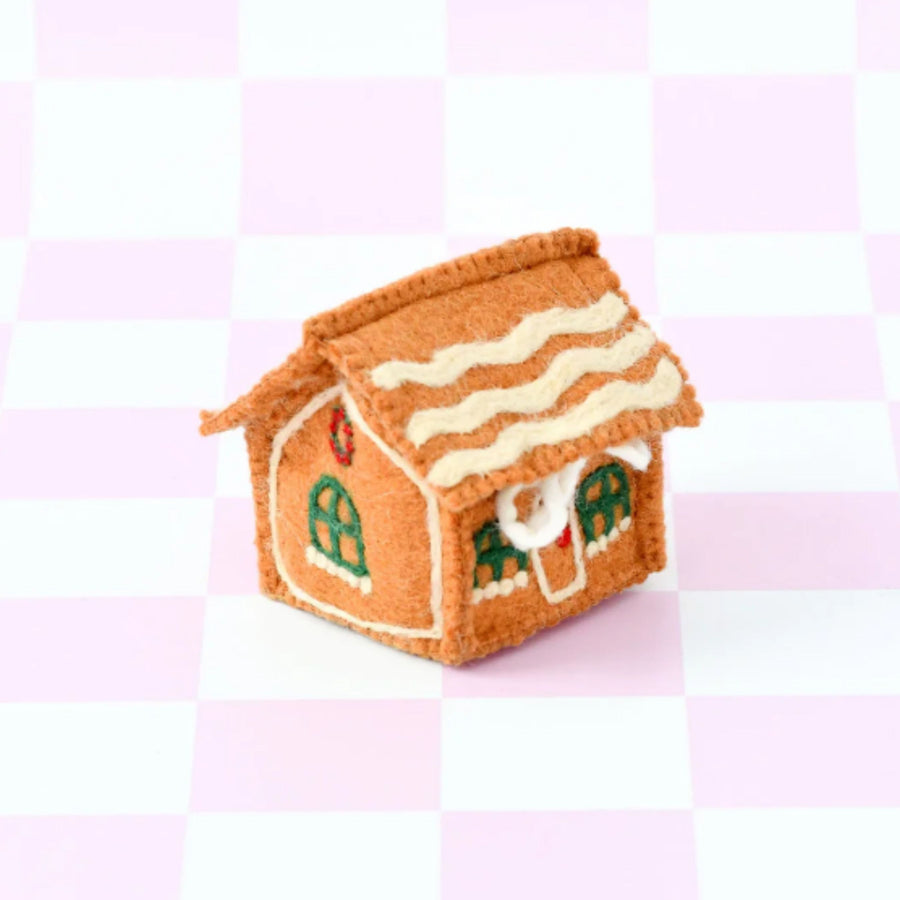 PRE-ORDER Felt Gingerbread House (Green Windows) (Shipping Early Nov)