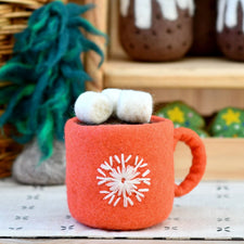 Felt Hot Chocolate with Marshmallows | Play Food (Red Mug)