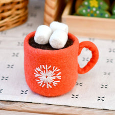 Felt Hot Chocolate with Marshmallows | Play Food (Red Mug)