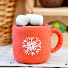 Felt Hot Chocolate with Marshmallows | Play Food (Red Mug)