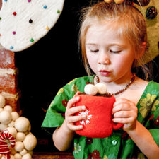 Felt Hot Chocolate with Marshmallows | Play Food (Red Mug)