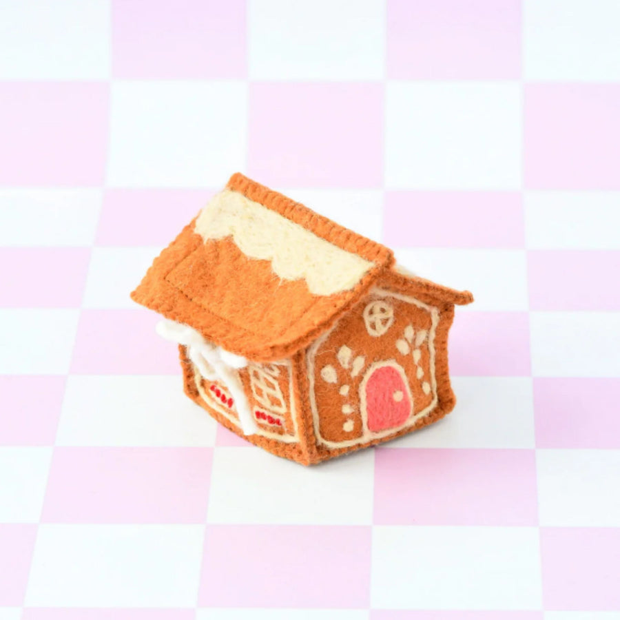 PRE-ORDER Felt Gingerbread House (Pink Door) (Shipping Early Nov)