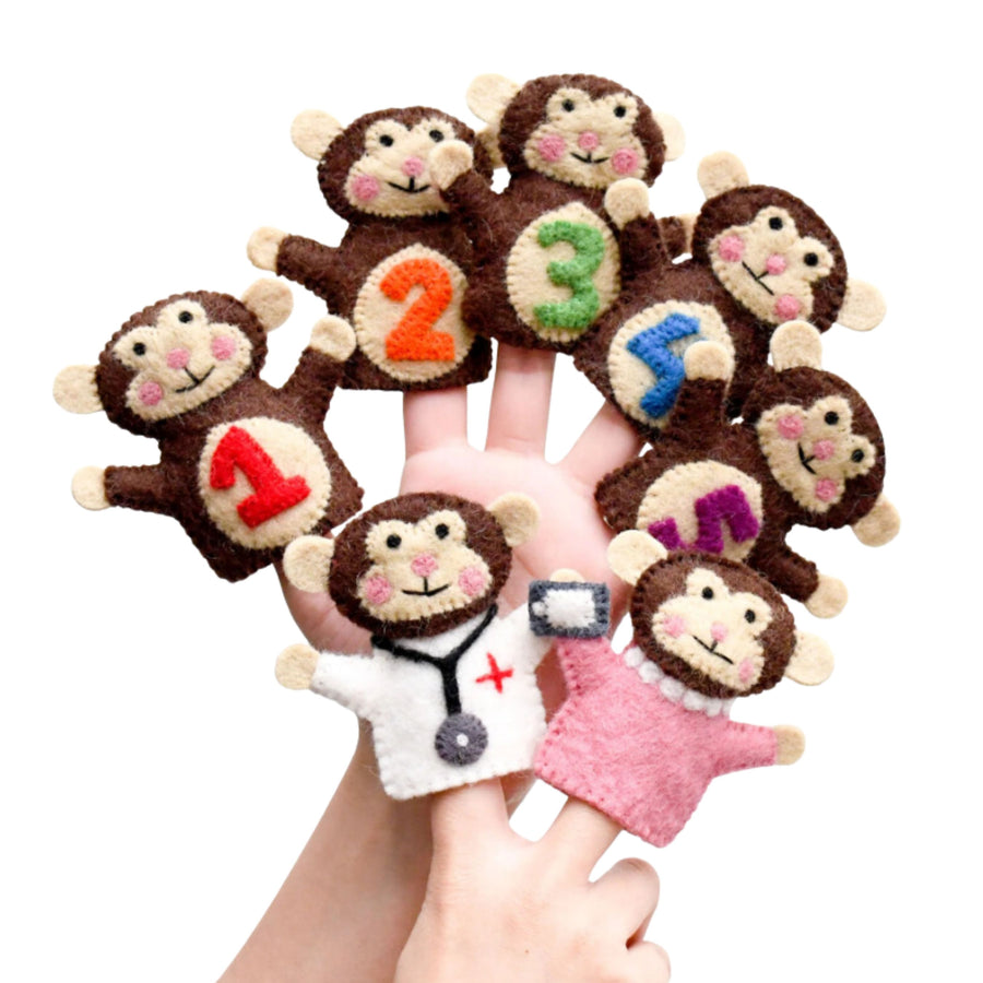 Felt Finger Puppets (Five Little Monkeys)