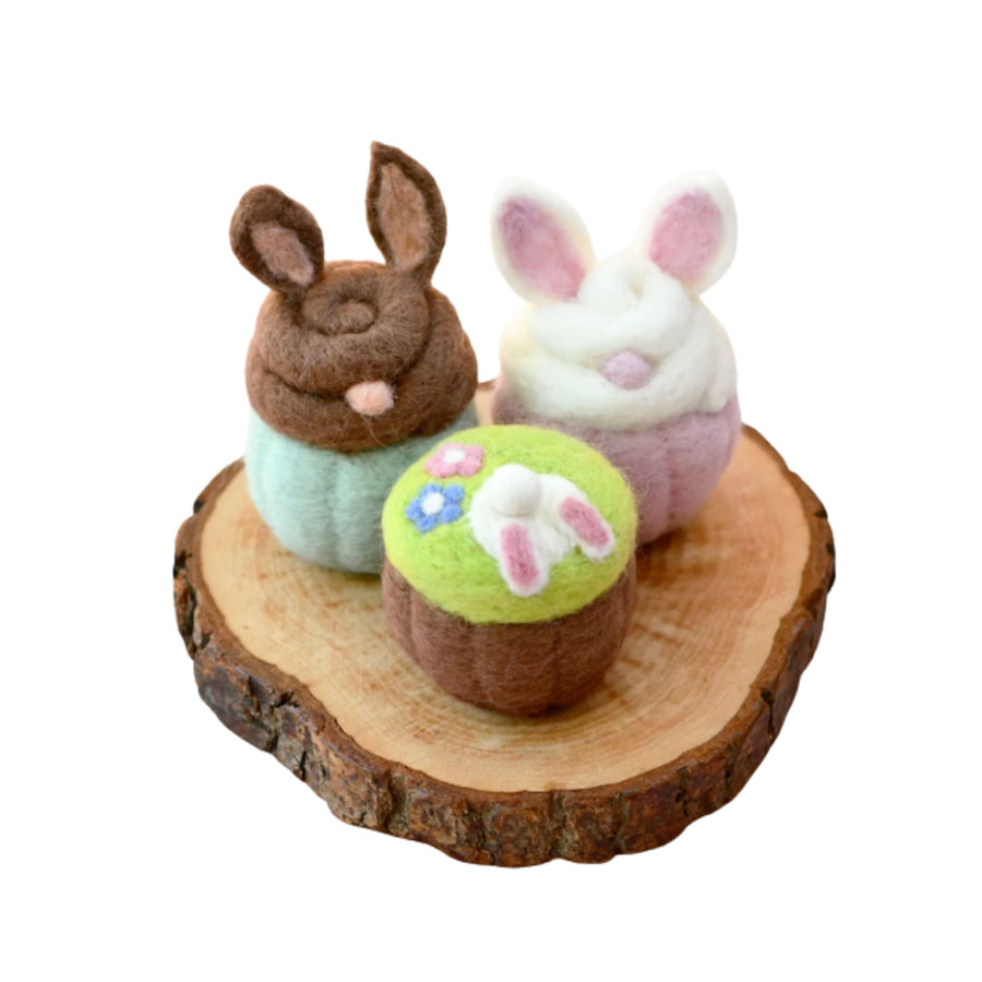 Felt Easter Bunny Cupcakes (Set of 3) | Play Food