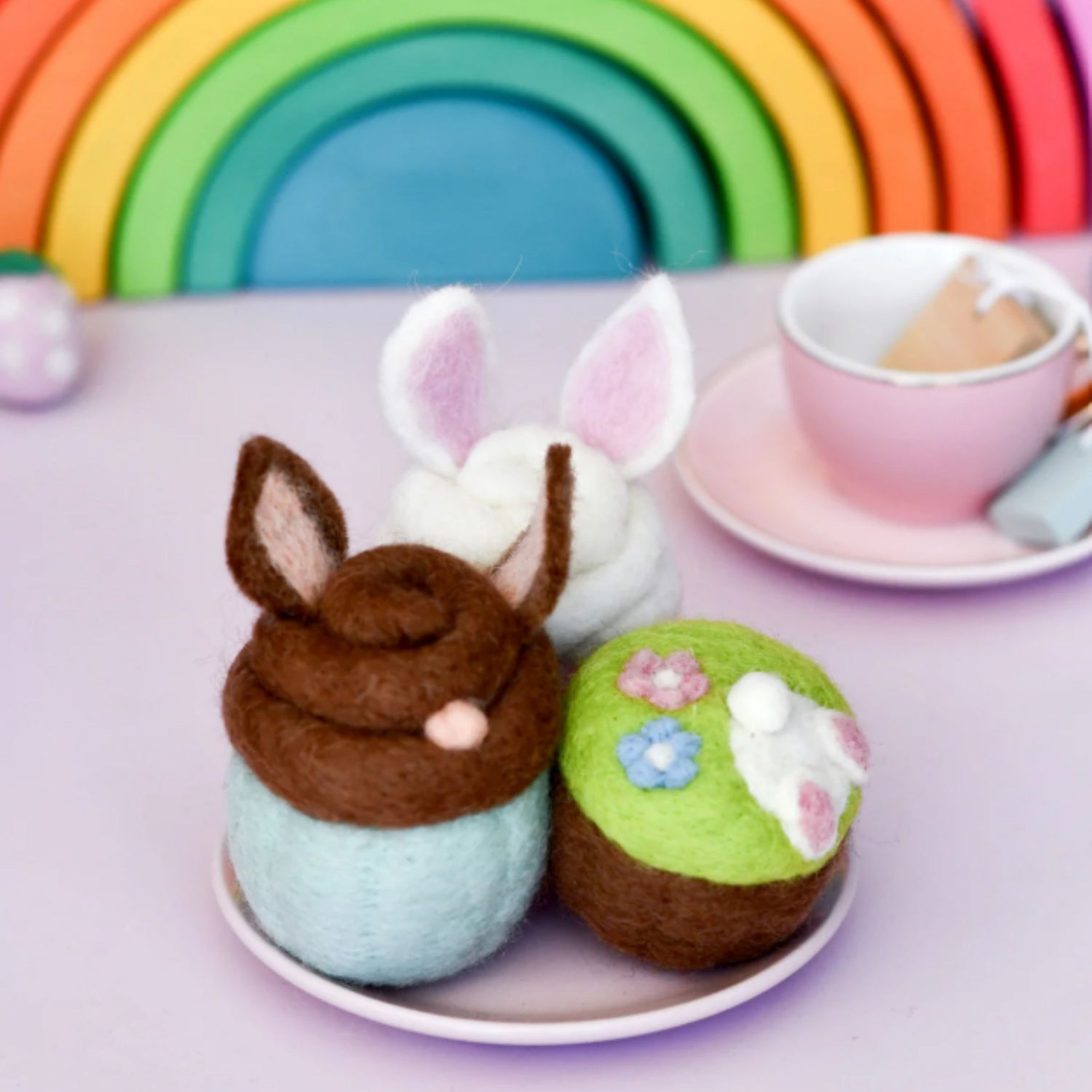 Felt Easter Bunny Cupcakes (Set of 3) | Play Food